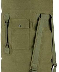 Farm Blue Military Duffle Bag - 2 Strap Top Load X Large Duffle Bag - Heavy Cotton Canvas Army Duffle Bag for Men, Women, College Dorm, Camp or Laundry Bag -Tactical Gear Sack Sea Bag 22" x 38" Green