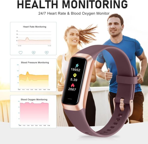 Fitness Tracker, Step Tracker for Sleep, 24/7 Heart Rate, Blood Oxygen Blood Pressure, Step Counter Watches with Android iOS, Activity Tracking Pedometer for Women Men - Image 3