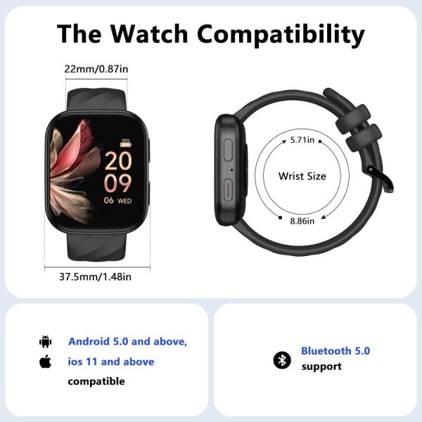 FITVII Health & Fitness Tracker (Answer/Make Calls), Smart Watch with 24/7 Heart Rate and Blood Pressure, Sleep Tracking, Blood Oxygen Monitor, 120+ Sport Mode Activity Tracker for Women Men - Image 8