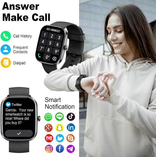 Smart Watch(Answer/Make Call), 1.91" Smartwatch for Men Women,2025 Fitness Watch with 110+ Sport Modes, Fitness Activity Tracke with Pedometer/Sleep Monitor/Heart Rate/IP68 Waterproof, for Android iOS - Image 3