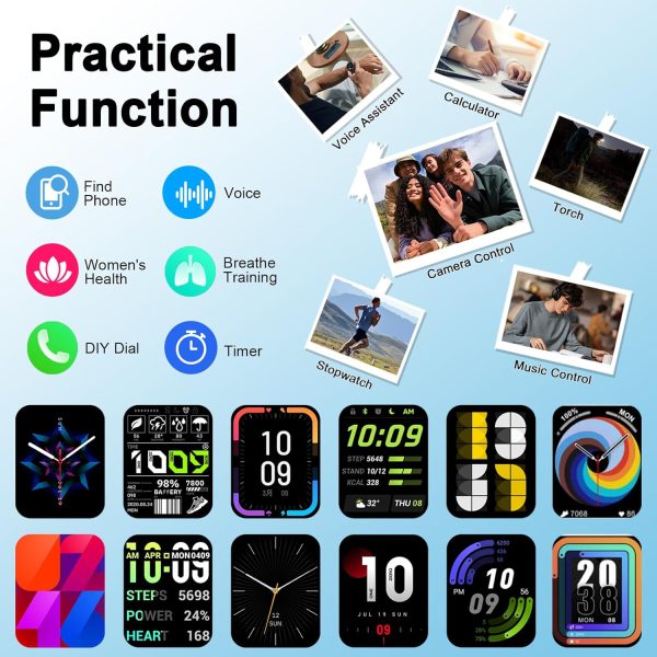 Smart Watch(Answer/Make Call), 1.91" Smartwatch for Men Women,2025 Fitness Watch with 110+ Sport Modes, Fitness Activity Tracke with Pedometer/Sleep Monitor/Heart Rate/IP68 Waterproof, for Android iOS - Image 4